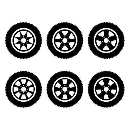 Set of Auto car wheel icon, vehicle tire rim symbol, automotive race sport sign vector illustration.のイラスト素材