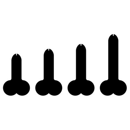 Set of Man anatomy organ, penis pictogram icon, male genital web graphic vector illustration.のイラスト素材