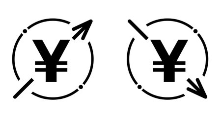 Set of cost symbol yuan increase and decrease icon. Money vector symbol isolated on background.のイラスト素材