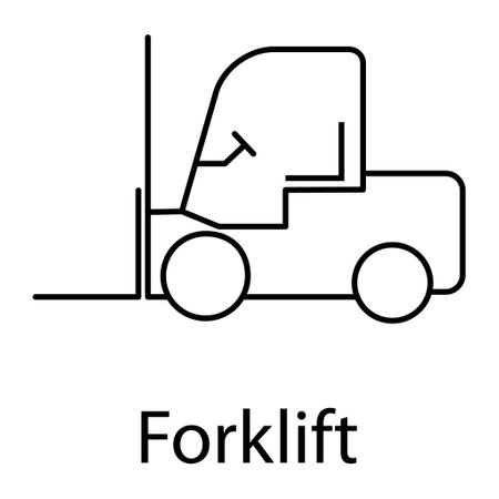 Forklift transport icon, industry vehicle machine symbol, fork truck warehouse vector illustration.のイラスト素材