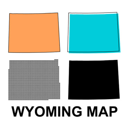 Set of Wyoming map shape, united states of america. Flat concept icon symbol vector illustration.のイラスト素材