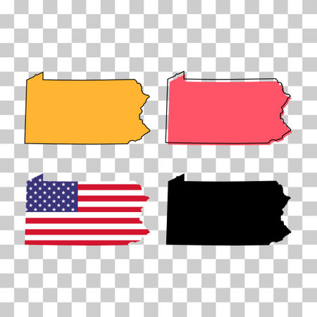 Set of Pennsylvania maps, united states of america. Flat concept symbol vector illustration.のイラスト素材