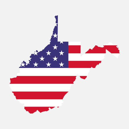 West Virginia map shape, united states of america. Flat concept icon symbol vector illustration.のイラスト素材