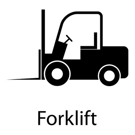 Forklift transport icon, industry vehicle machine symbol, fork truck warehouse vector illustration.のイラスト素材