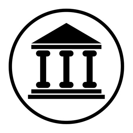 Building university architecture icon, museum roman symbol, flat design vector illustration.のイラスト素材