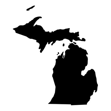 Michigan map shape, united states of america. Flat concept icon symbol vector illustration.のイラスト素材