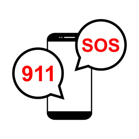 SOS help icon, safety support alert flat design, save vector illustration.
