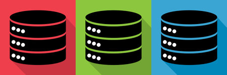 Set of Database storage icon, internet network server cloud data symbol, connection system vector illustration.のイラスト素材