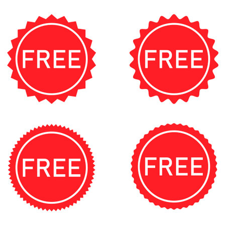Set of Free web button sign, promotion design label icon, free business vector illustration.のイラスト素材