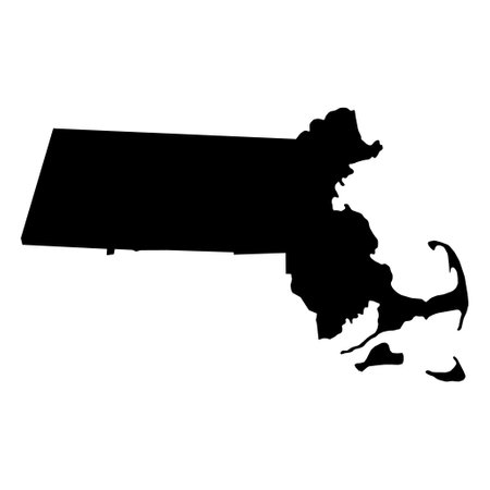 Massachusetts map shape, united states of america. Flat concept icon symbol vector illustration.のイラスト素材