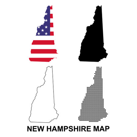 Set of New Hampshire maps, united states of america. Flat concept vector illustration.のイラスト素材