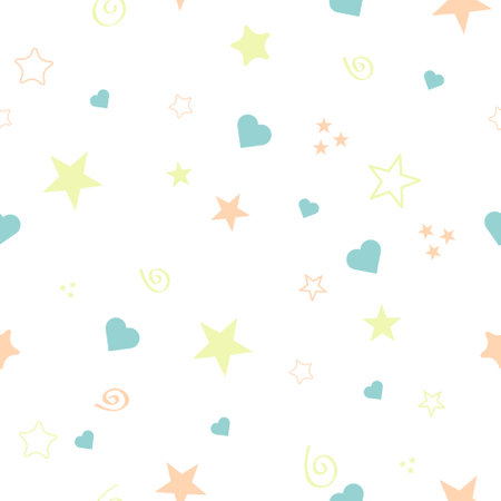 Seamless color pattern for your baby on white background. Happy child vector illustration.のイラスト素材