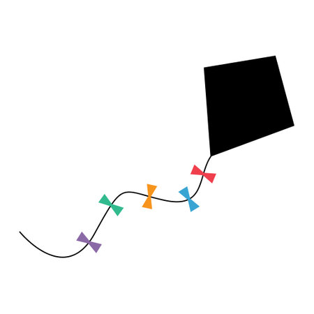 Fly kite icon, hobby outdoor activity symbol, wind air game vector illustration.のイラスト素材