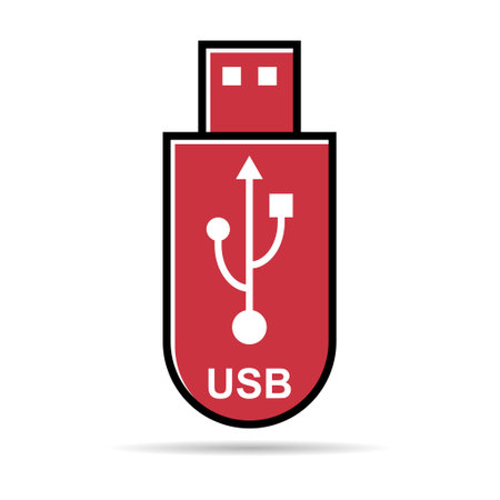 USB icon technology with shadow, connect device sign, electronic portable symbol, vector illustration media.のイラスト素材
