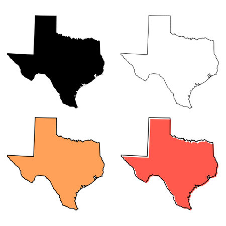 Set of Texas map shape, united states of america. Flat concept vector illustration.のイラスト素材