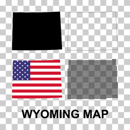 Set of Wyoming map shape, united states of america. Flat concept icon symbol vector illustration.のイラスト素材