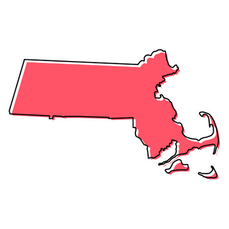 Massachusetts map shape, united states of america. Flat concept icon symbol vector illustration.のイラスト素材