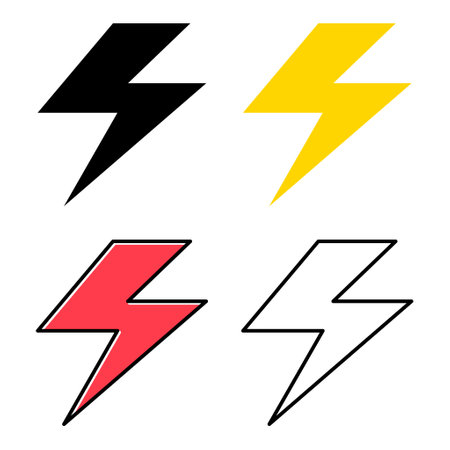 Set of Light flash icon, electric charge power symbol, graphic flat design vector illustration.のイラスト素材