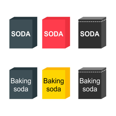 Set of Baking soda ingredient icon, cook design symbol, bakery product vector illustration.のイラスト素材