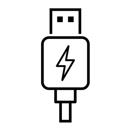 USB plug cable icon technology, connect device sign, electronic portable symbol, vector illustration media.のイラスト素材