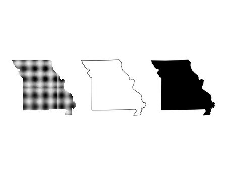 Set of Missouri maps, united states of america. Flat concept icon vector illustration.のイラスト素材