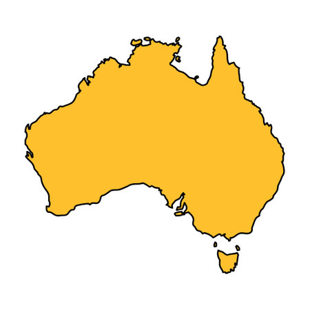 Australia map icon, geography blank concept, isolated graphic background vector illustration.のイラスト素材