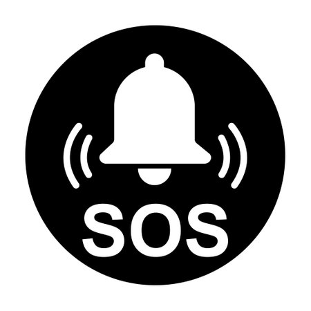 SOS help icon, safety support alert flat design, save vector illustration.のイラスト素材