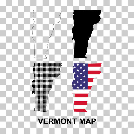 Set of Vermont map shape, united states of america. Flat concept vector illustration.のイラスト素材