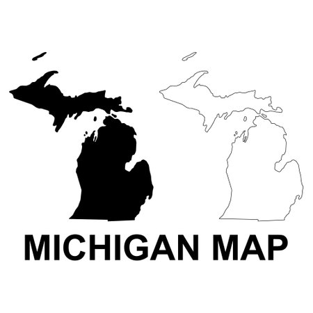 Set of Michigan maps, united states of america. Flat concept icon vector illustration.のイラスト素材