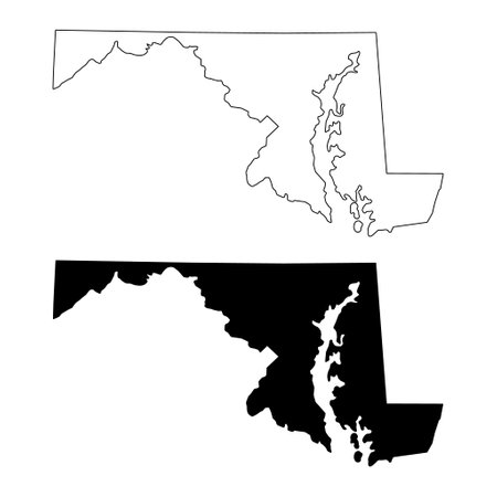 Set of Maryland maps, united states of america. Flat concept icon vector illustration.のイラスト素材