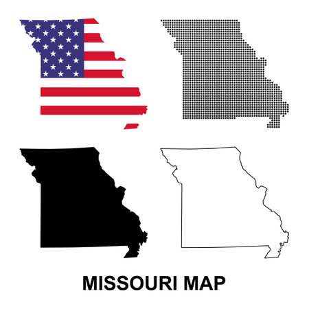 Set of Missouri maps, united states of america. Flat concept icon vector illustration.のイラスト素材