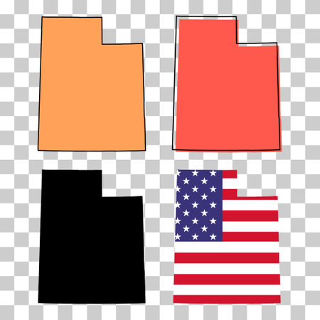 Set of Utah map shape, united states of america. Flat concept icon symbol vector illustration.のイラスト素材