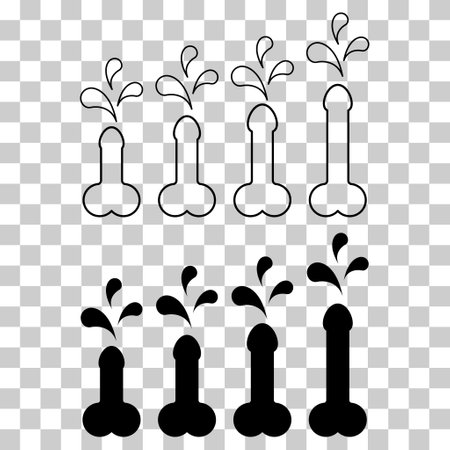 Set of Man anatomy organ, penis pictogram icon, male genital web graphic vector illustration.のイラスト素材