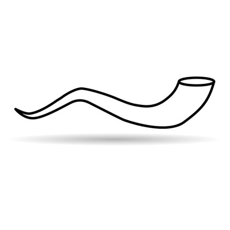 Shofar horn shadow icon, graphic religion design symbol, ritual web sign vector illustration.のイラスト素材