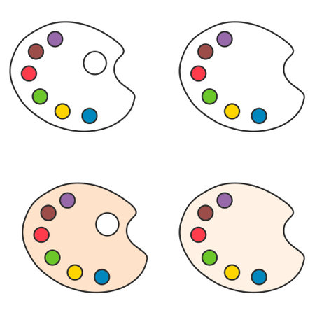Set of Flat art tool palette paints color, artist web design graphic vector illustration.のイラスト素材