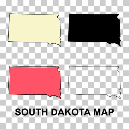 Set of South Dakota map shape, united states of america. Flat concept vector illustration.のイラスト素材