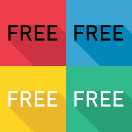 Set of Free web button sign, promotion design label icon, free business vector illustration.のイラスト素材