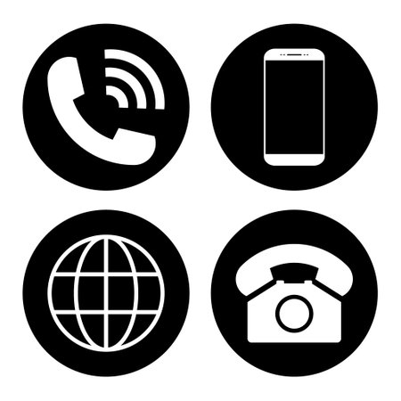 Set of mobile telephone smartphone and www icon, chat web internet communication vector illustration.のイラスト素材