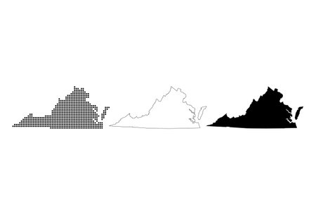 Set of Virginia map shape, united states of america. Flat concept icon vector illustration.のイラスト素材
