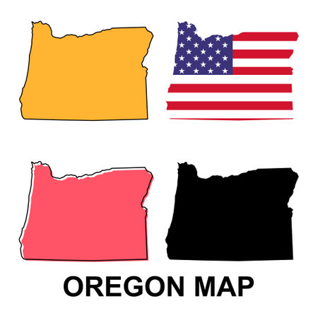 Set of Oregon maps, united states of america. Flat concept symbol vector illustration.のイラスト素材
