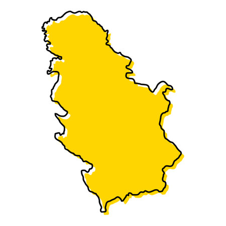 Serbia map icon, geography blank concept, isolated graphic background vector illustration.のイラスト素材