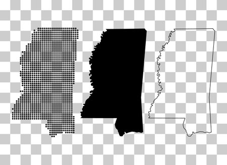 Set of Mississippi map, united states of america. Flat concept icon vector illustration.のイラスト素材