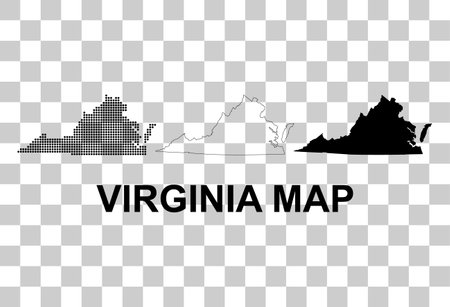 Set of Virginia map shape, united states of america. Flat concept icon vector illustration.のイラスト素材