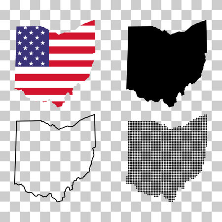 Set of Ohio maps, united states of america. Flat concept symbol vector illustration.のイラスト素材