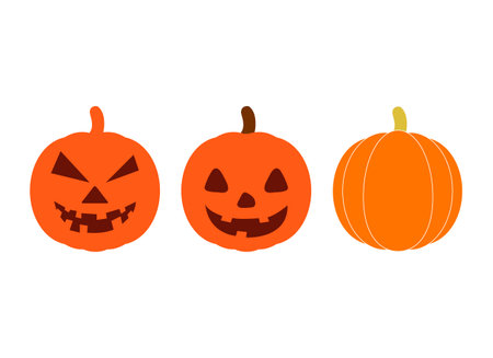 Set of Pumpkin Halloween icon vector. October celebration flat silhouette illustration design.のイラスト素材
