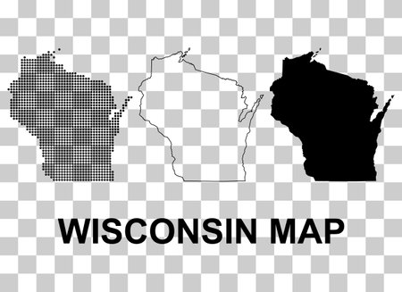 Set of Wisconsin map shape, united states of america. Flat concept icon symbol vector illustration.のイラスト素材