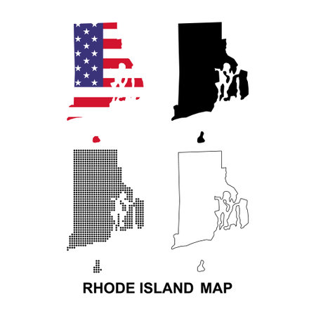 Set of Rhode Island maps, United States of America. Flat concept symbol vector illustration.のイラスト素材