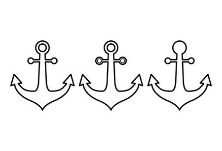 Set of Anchor marine old icon, ship security object element, vector illustration design web.のイラスト素材