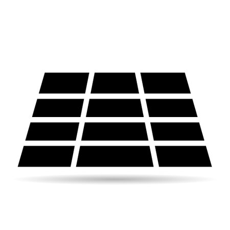 Solar panel shadow icon, green power technology, ecology alternative energy vector illustration.のイラスト素材
