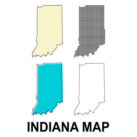 Set of Indiana maps, united states of america. Flat concept icon vector illustration.のイラスト素材